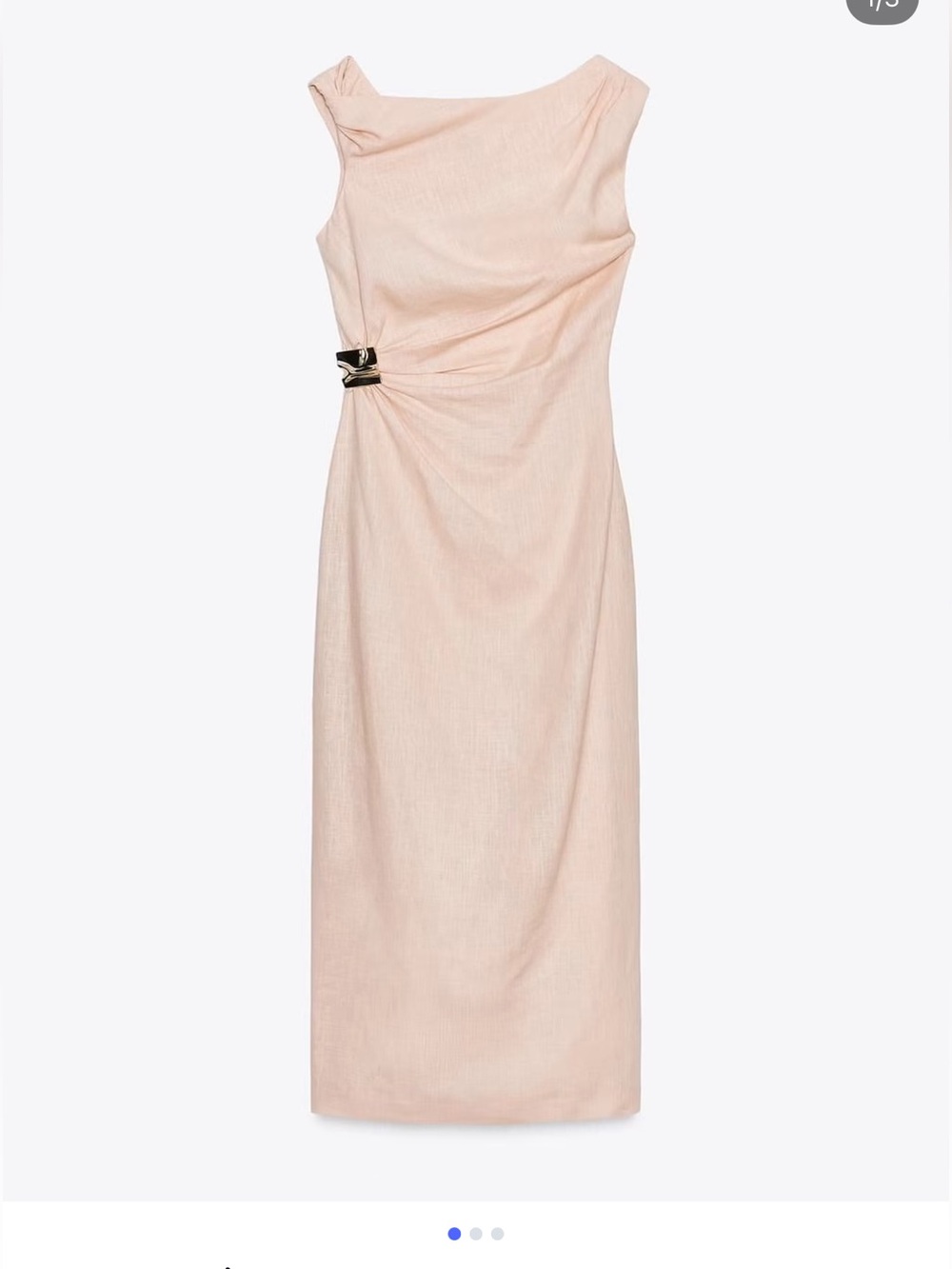 Zara One-Shoulder Blush Midi Dress with Side Buckle